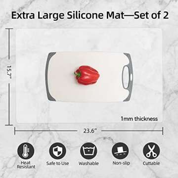Multipurpose Large Silicone Mats for Kitchen – 2 Pack, Heat Resistant