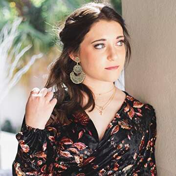 RechicGu Vintage Gold Ethnic Bali Jhumka Jhumki Lotus Mexico Gypsy Dangle Earrings Traditional Ear S...