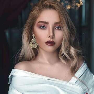 RechicGu Vintage Gold Ethnic Bali Jhumka Jhumki Lotus Mexico Gypsy Dangle Earrings Traditional Ear Studs with Gift Box