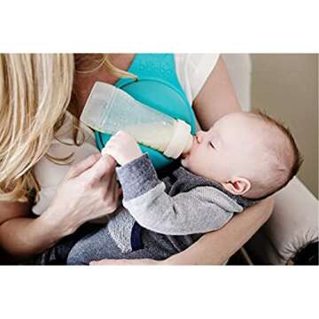 The Beebo Hands Free Baby Bottle Holder, Upgraded – New and Improved, Teal – Suitable for Most Bottle Sizes, Enhance Feeding Time for Parents and Caregivers| Anti Slip