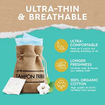 Tampon Tribe: Organic Cotton Pads with Wings for Women - Chemical-Free, Leak-Free and Sustainable Sa...