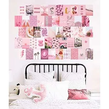 HAUS AND HUES Pink Aesthetic Wall Collage Kit for Unique Decor