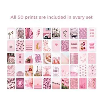 HAUS AND HUES Pink Aesthetic Wall Collage Kit for Unique Decor