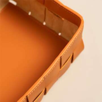 OLETHA Aesthetic Small Woven Basket Organizer and Storage for Vanity, Makeup & Perfume, Brown