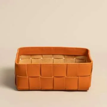 OLETHA Small Woven Organizer for Makeup and Home Use