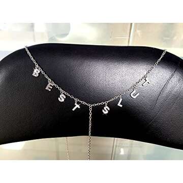 Women Sexy Rhinestone Waist Body Chain Crytal Sexy Best Slut Letter Pendant Belly Waist Chain T-stri...
