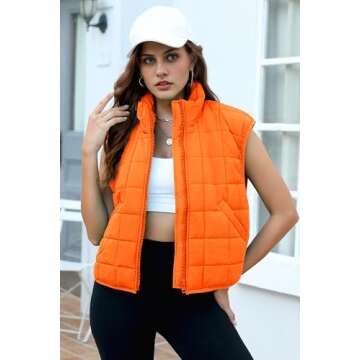 Zeagoo Women'S Puffer Vest Lightweight Fashion Stand-Up Collar Down Vest