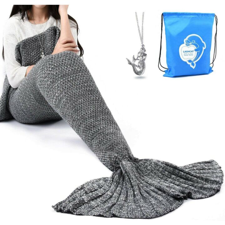LAGHCAT Crochet Mermaid Tail Blanket for Adults