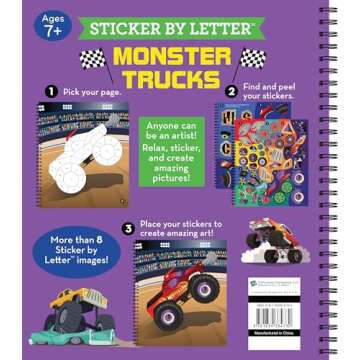 Brain Games - Sticker by Letter: Monster Trucks - Fun Learning Activity