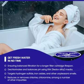 Crystal Quest Shower Filter Replacement Cartridge - Removes Chlorine and Contaminants for Cleaner Water - Durable Eco-Friendly BPA-Free Design - Made in USA - Fits Crystal Quest Shower Filters