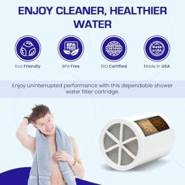 Crystal Quest Shower Filter Replacement Cartridge - Removes Chlorine and Contaminants for Cleaner Water - Durable Eco-Friendly BPA-Free Design - Made in USA - Fits Crystal Quest Shower Filters