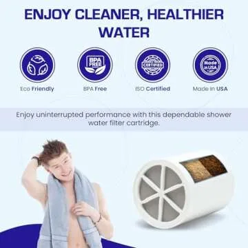 Crystal Quest Shower Filter Replacement Cartridge - Removes Chlorine and Contaminants for Cleaner Water - Durable Eco-Friendly BPA-Free Design - Made in USA - Fits Crystal Quest Shower Filters