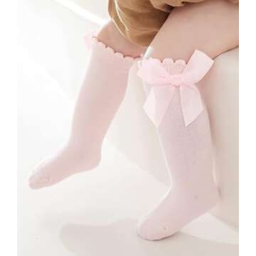 Adorable QandSweet Baby Girl Knee-High Socks for Infants