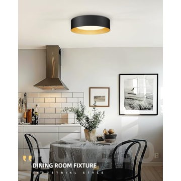 AUTELO Modern Flush Mount Ceiling Light Fixture in Black