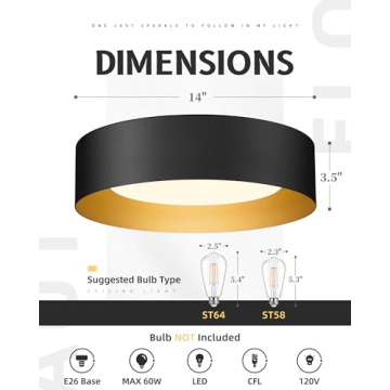 AUTELO Modern Flush Mount Ceiling Light Fixture in Black