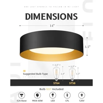 AUTELO Modern Flush Mount Ceiling Light Fixture in Black