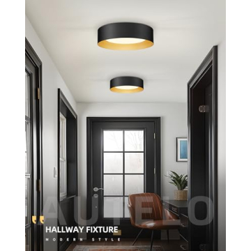 AUTELO Modern Flush Mount Ceiling Light Fixture in Black