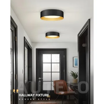 AUTELO Modern Flush Mount Ceiling Light Fixture in Black