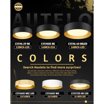 AUTELO Modern Flush Mount Ceiling Light Fixture in Black