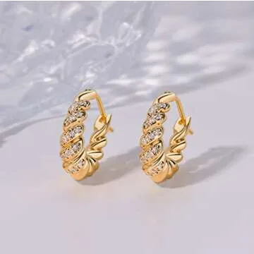 Mevecco Gold Dainty Huggie Hoop Earring,18K Gold Plated Cute Tiny Drop Ball Hoop Earrings for Women