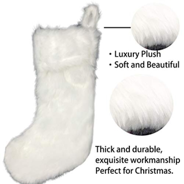 AISENO 2 Pack 18 Inch White Faux Fur Christmas Stockings