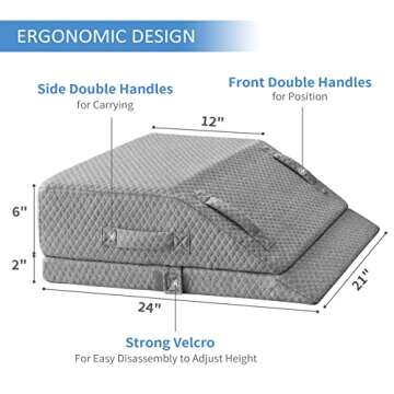 Adjustable Leg Elevation Pillows for Swelling, Cooling Gel Memory Foam Wedge Pillows for After Surgery, Sciatica Back Knee Hip Ankles Pain Relief, Leg Pillows for Sleeping Blood Circulation