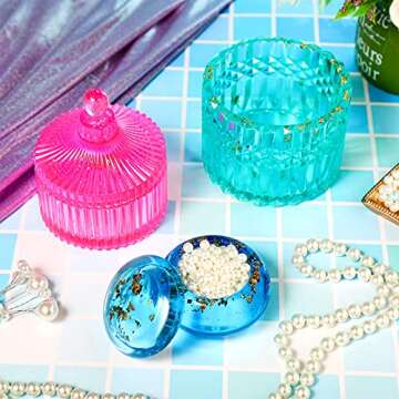 3 Pcs Resin Jar Mould with Lids Silicone Storage Box Mould Jewelry Box Epoxy Resin Mold 3D Vintage C...