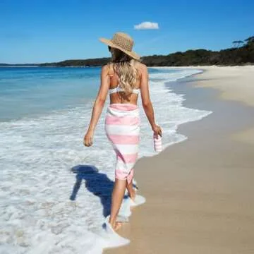 Dock & Bay Beach Towel - Quick Dry, Sand Free - Compact, Lightweight - 100% Recycled - Includes Bag - Cabana Light - Malibu Pink, Extra Large (200x90cm, 78x35)