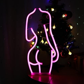 ENUOLI Sexy Lady Back Neon Signs,USB/Battery Operated Night Lights for Wall Decor, Body Neon Signs C...