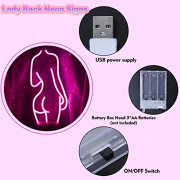 ENUOLI Sexy Lady Back Neon Sign for Home Decor