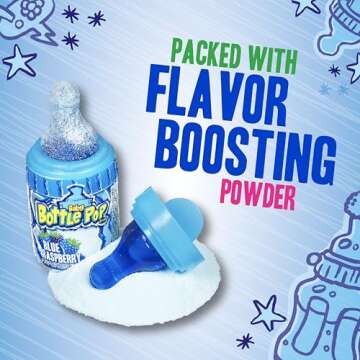 Baby Bottle Pop Easter Candy Lollipops, 18 Count Bulk Candy Lollipops with Powdered Sugar Dip in Ass...