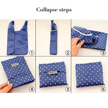 Cloth Grocery/Tote Bags, Reusable, Foldable, Recycle for Shopping, Fits in Pocket, Eco Friendly for Groceries, Water Resistant, Lightweight, Strong & Durable Large(6Pack)