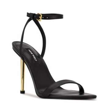 Nine West Women's Reina Heeled Sandal, Black, 8.5