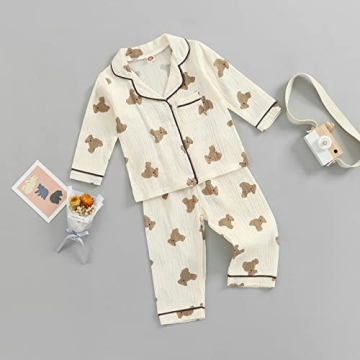BULINGNA Kids Toddler Bear Print Pajama Set Boys Girls