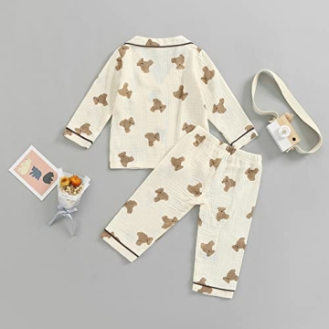 BULINGNA Kids Toddler Bear Print Pajama Set Boys Girls