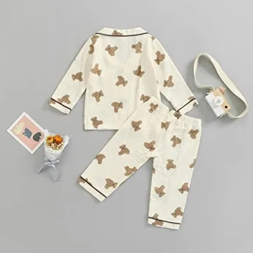BULINGNA Kids Toddler Bear Print Pajama Set Boys Girls