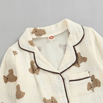 BULINGNA Kids Toddler Bear Print Pajama Set Boys Girls