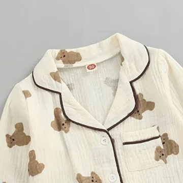 BULINGNA Kids Toddler Bear Print Pajama Set Boys Girls