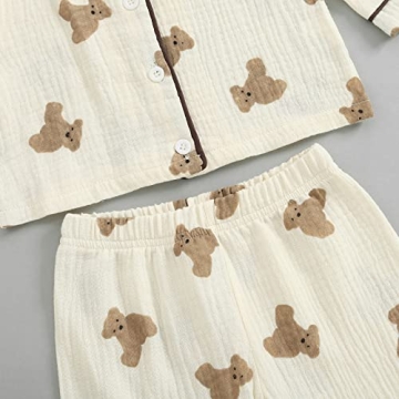 BULINGNA Kids Toddler Bear Print Pajama Set Boys Girls