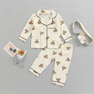 BULINGNA Kids Toddler Bear Print Pajama Set Boys Girls
