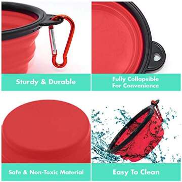 Portable Dog Bowl, Pawssimo 2 Pack Collapsible Silicone Dog, Cat Food & Water Bowl | Multi Use, Travel Cup BPA Free Dishwasher Safe | Compact Dish, Free Carabiner