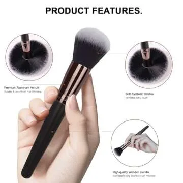 Real Perfection Makeup Brushes 24pcs Makeup Brush Set Premium Synthetic Powder Foundation Contour Blush Concealer Eye Shadow Blending Liner Make Up Brush Kit with Case