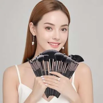 Real Perfection Makeup Brushes 24pcs Makeup Brush Set Premium Synthetic Powder Foundation Contour Blush Concealer Eye Shadow Blending Liner Make Up Brush Kit with Case