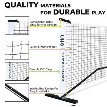 A11N Sports Portable Pickleball Net System, Designed for All Weather Conditions with Steady Metal Fr...