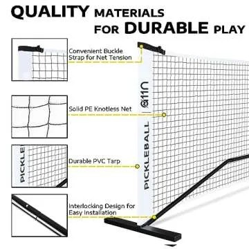 A11N Sports Portable Pickleball Net System, Designed for All Weather Conditions with Steady Metal Fr...