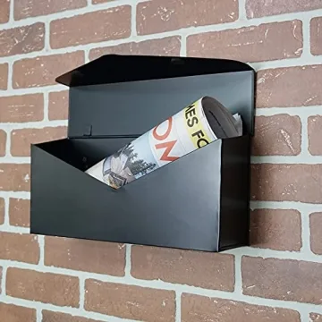 NACH Black Envelope Wall Mount Mailbox - Rust Resistant & Stylish