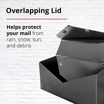 NACH Black Envelope Wall Mount Mailbox - Rust Resistant & Stylish