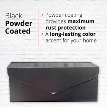 NACH Black Envelope Wall Mount Mailbox - Rust Resistant & Stylish
