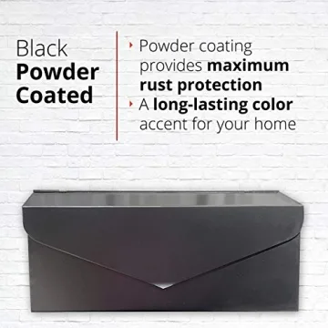 NACH Black Envelope Wall Mount Mailbox - Rust Resistant & Stylish