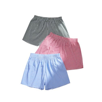 MakeMeChic Women's 3 Pack Plaid Boxer Shorts Y2k Elastic High Waist Lounge Gingham Shorts Red Green ...